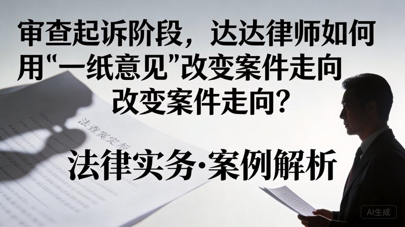 审查起诉阶段，达达律师如何用“一纸意见”改变案件走向？