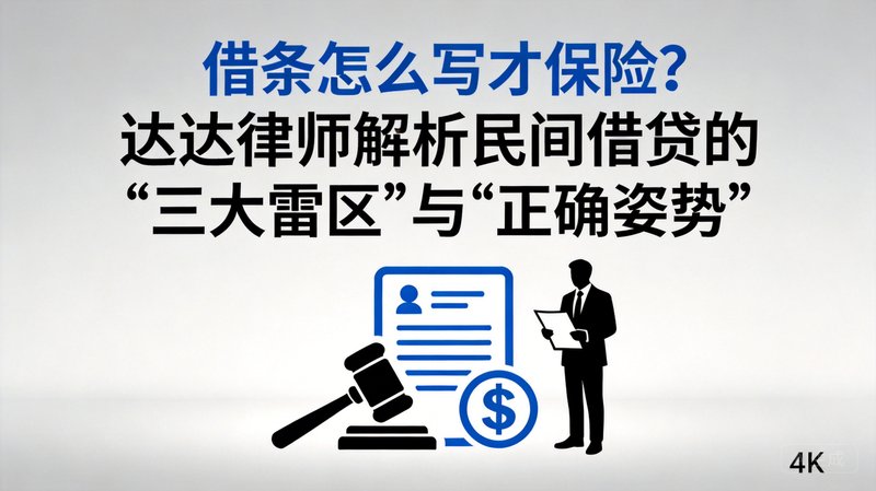借条怎么写才保险？达达律师解析民间借贷的“三大雷区”与“正确姿势”
